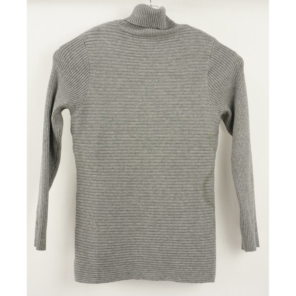 Devotion by Cyrus Women's Medium Grey Rib Knit Rayon Ottoman Turtleneck Sweater